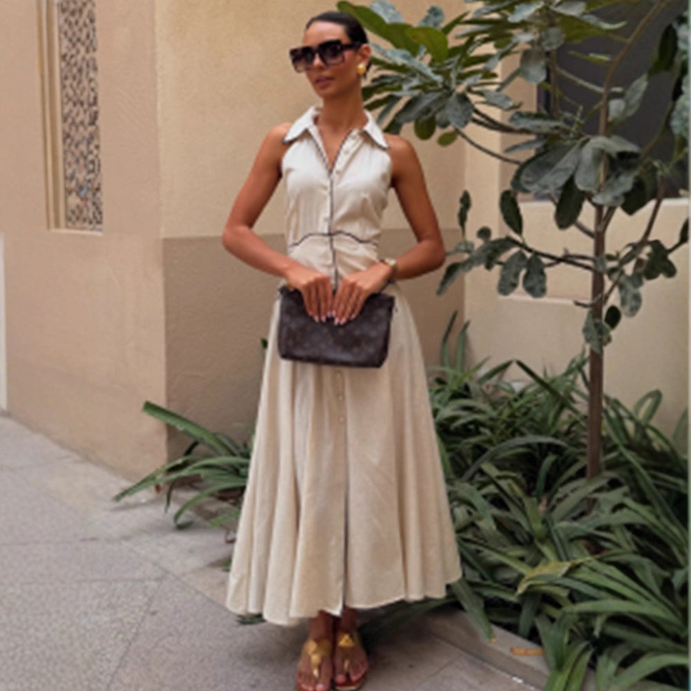 Dame wrap dress med elegant krave og knapdetaljer Stilla