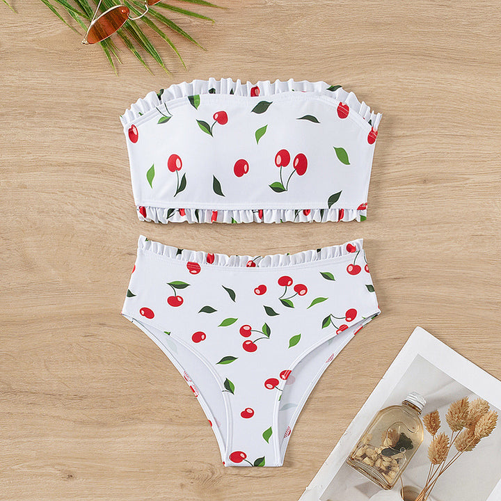 Dame Bikini-sæt med voluminøse flæser og frugtagtigt design Stilla