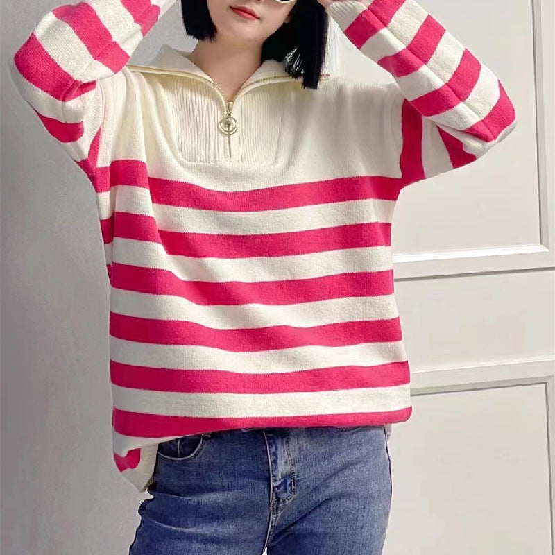 Femme Zip-Up Stribet Sweatshirt Stilla