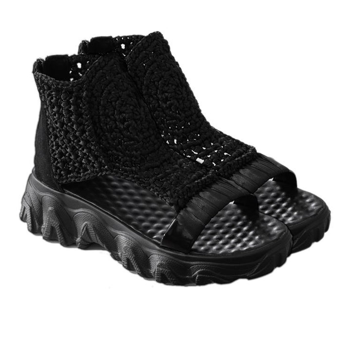 Dame mode strand sandaler med innovativ kile ramme og luftig strik overflade Stilla