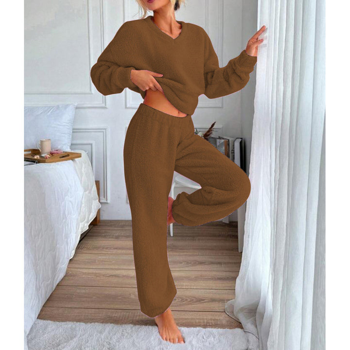 Dame hyggeligt fleece-lounge-sæt med elastisk talje Stilla