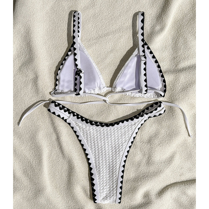 Dame Triangel-Bikini med struktureret stof og kontrastfarvede accenter Stilla