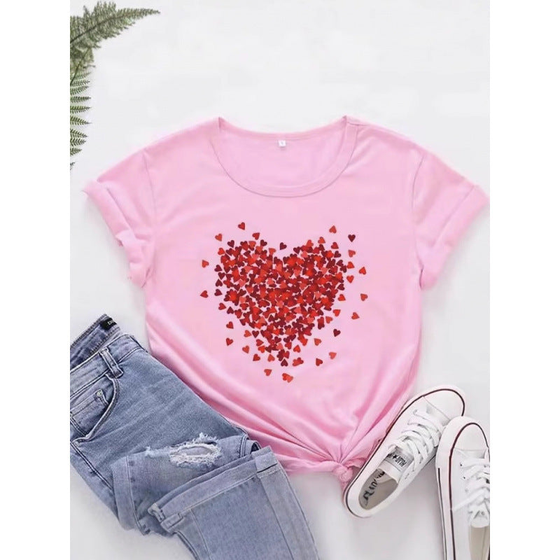 Dame T-shirt med kreativ hjerte-design og afslappet pasform Stilla
