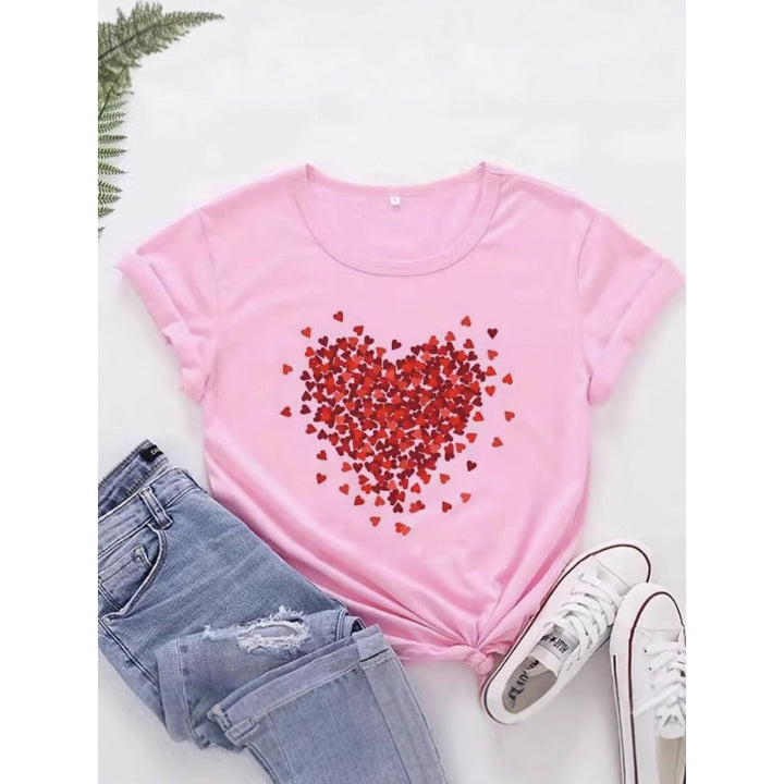 Dame T-shirt med kreativ hjerte-design og afslappet pasform Stilla