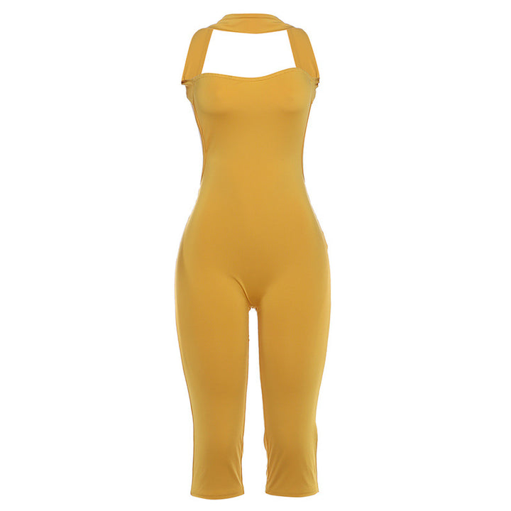 Dame Stilig Jumpsuit med smalle stropper og asymmetrisk udskæring Skovae