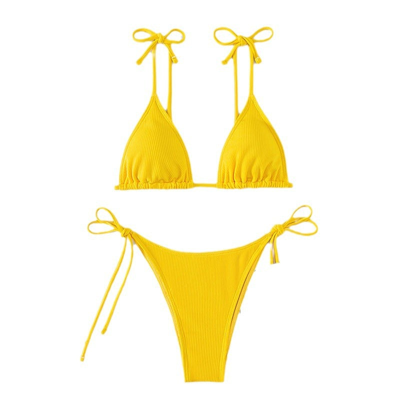 Dame Triangel-Bikini-Sæt med justerbare stropper og elegant ribdesigne Stilla