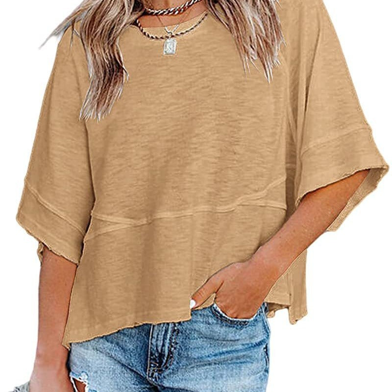 Dame afslappet plus size top med bred pasform og batik-design Stiila