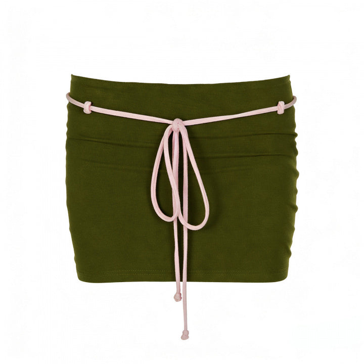 Damen Sportliches Top und Minirock-Set mit verstellbarem Bund Skovae
