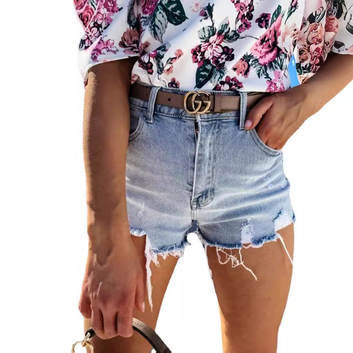 Dame jeans shorts med frynset afslutning og afslappet pasform Stilla