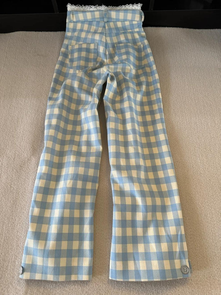 Dame Gingham Vidde-Bukser med Spidsesyning Stilla