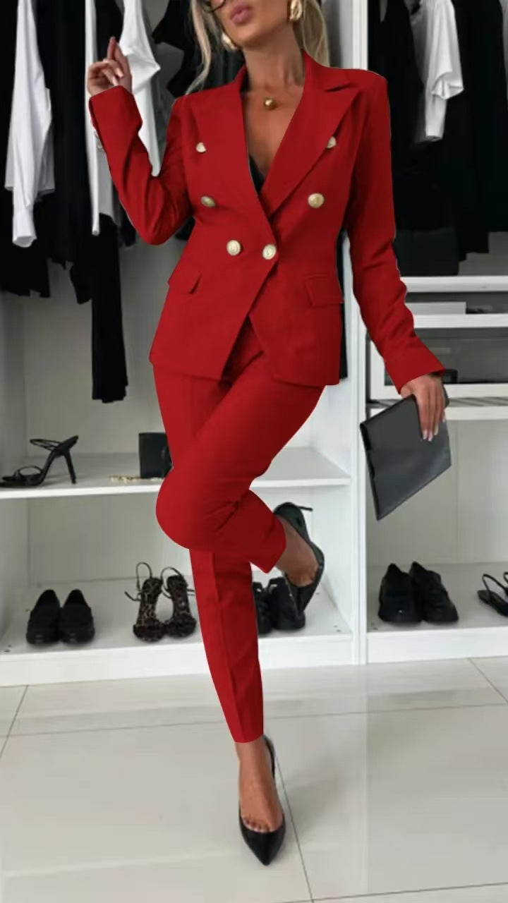 Dame elegant erhvervssæt med dobbelt knaplukning Stilla