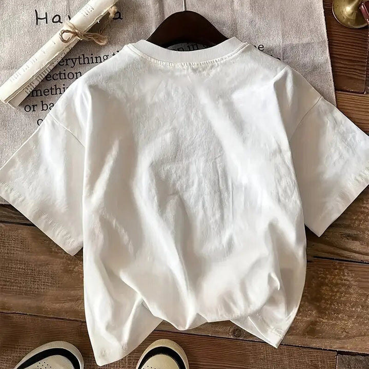 Dame T-shirt med florale motiv og inspirerende skrift Stilla