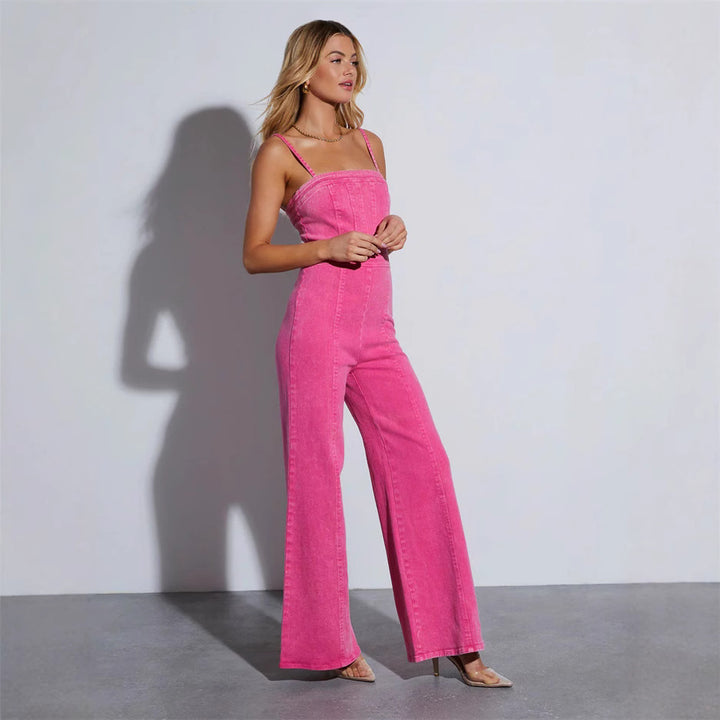 Dame jumpsuit lavet af høj kvalitet denim med bredt ben og justerbare stropper Stilla