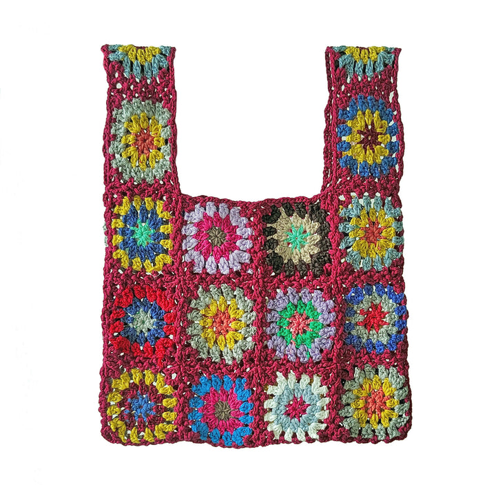 Dame Hæklet Patchwork Håndtaske Stilla