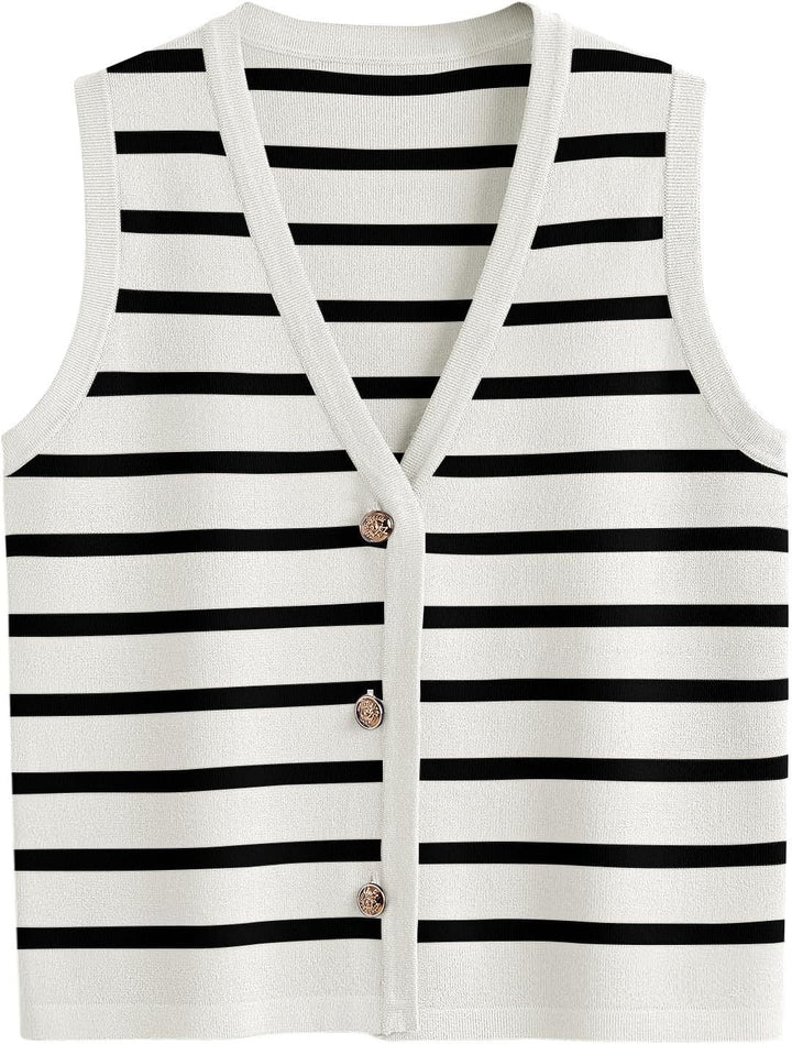 Dame strik cardigan med V-hals og knapper Stilla
