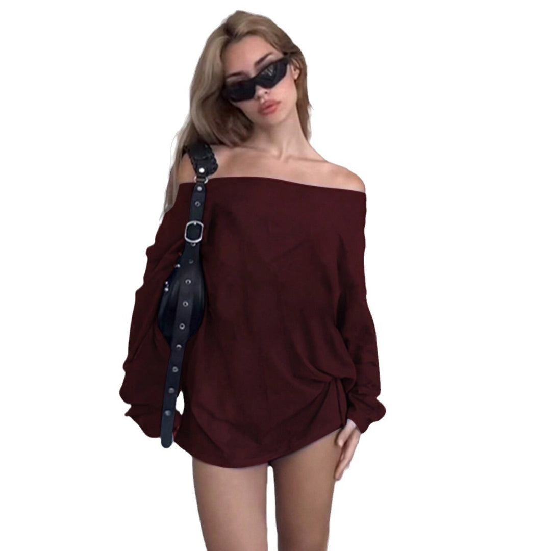 Kvindernes Off-Shoulder Bluse med Løs Pasform og Knude Detalje Stilla