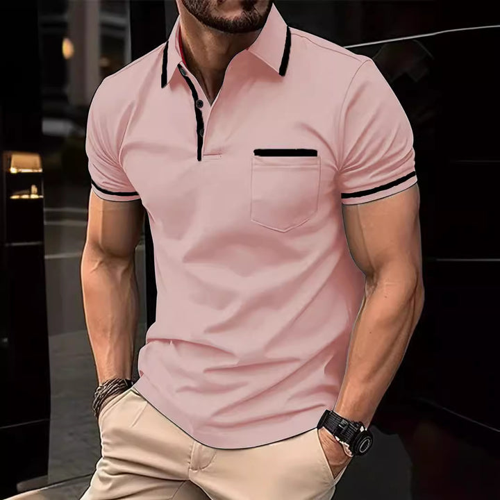 Herre poloshirt med kontrasterende detaljer og praktisk brystlomme Stilla