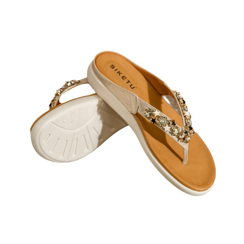 Dame Glamourøse Flip-Flops med elegant smykke detalje og komfortabel sål Stilla