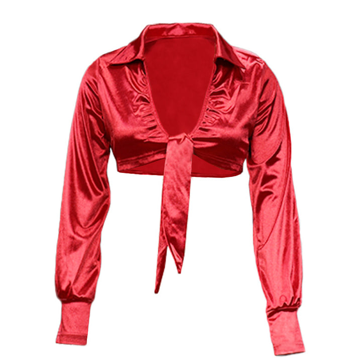 Dame Mode Crop-Bluse med Knude Stilla