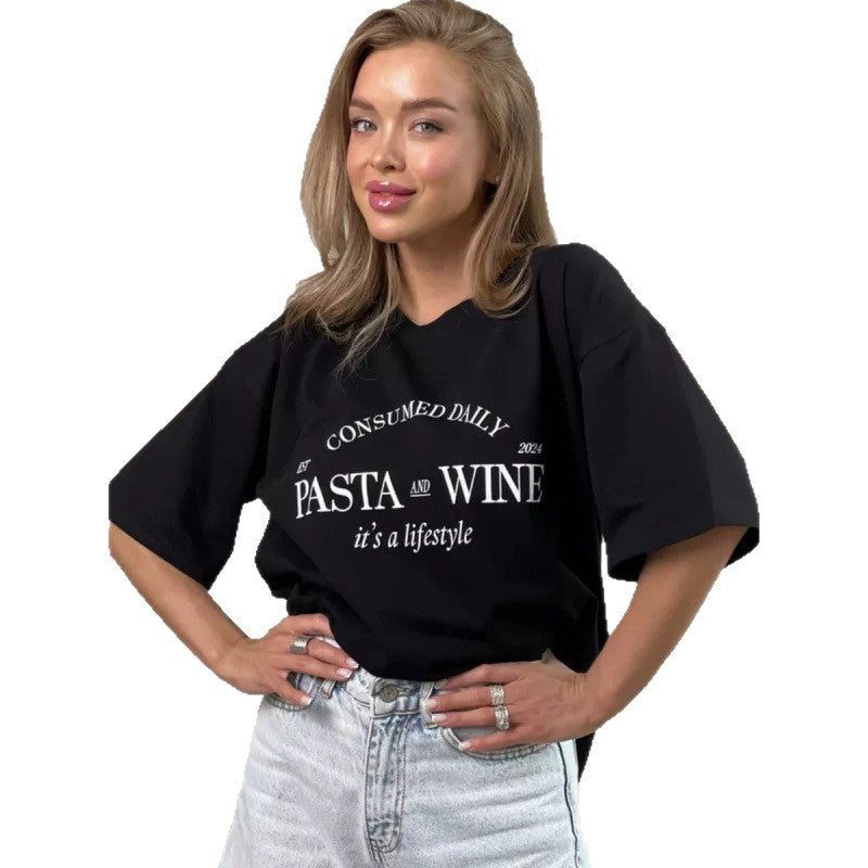Dame T-shirt med inspirerende livsstilstryk og løs pasform Stilla