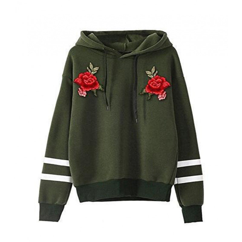 Kvinders sweatshirt med høj kvalitet ros broderi Stilla