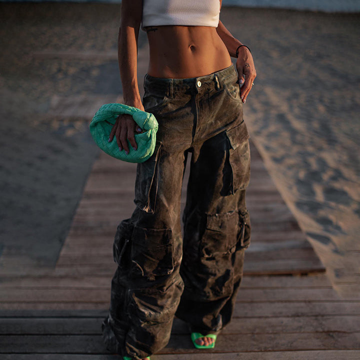 Dame Cargo-bukser i afslappet oversized-snit med funktionelle lommer Stilla