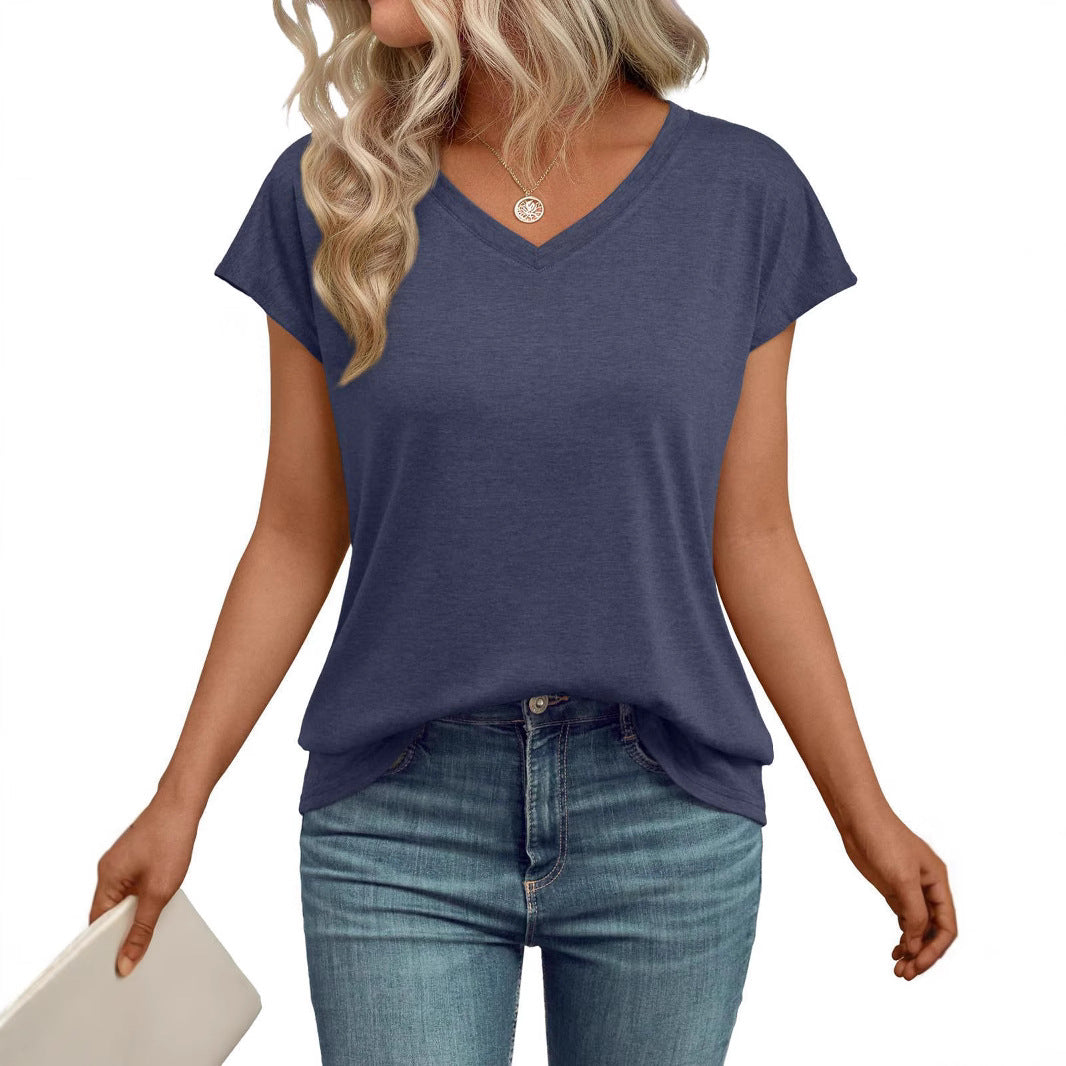 Dame V-hals T-shirt lavet af let, åndbart stof Stilla