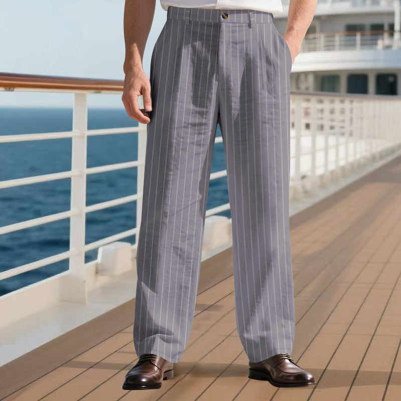 Herrer elegante habitbukser med fine striber Stilla