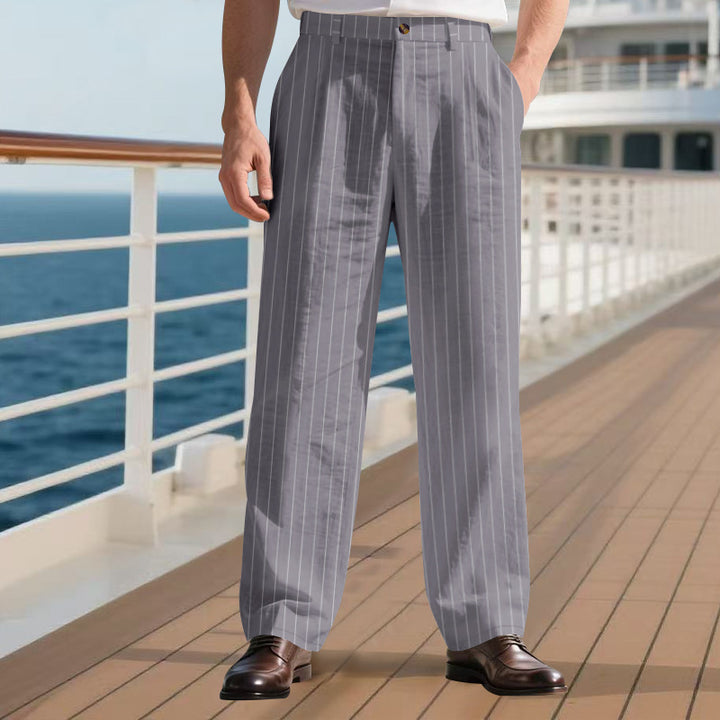 Herrer elegante habitbukser med fine striber Stilla