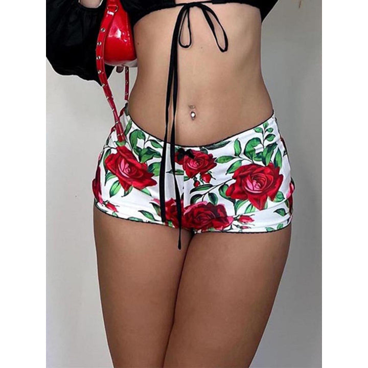 Damen Push-Up Short mit floralem Design und elastischem Bund Skovae