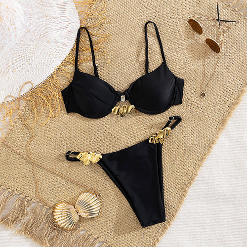 Dame Bikini-sæt med elegant Push-up BH og dekorerede stropper Stilla
