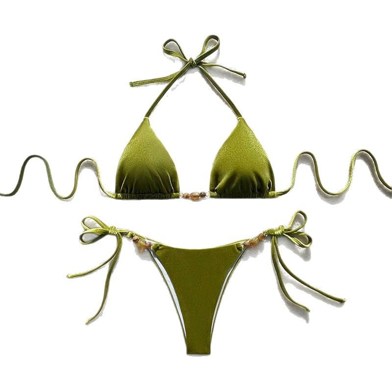 Dame bikini-sæt med justerbare stropper og prydende beaded-elementer Stilla