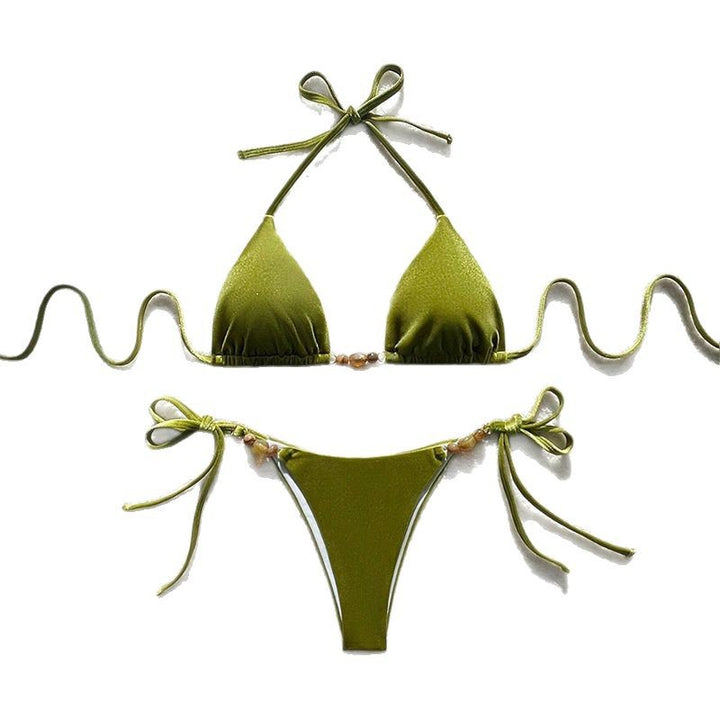 Dame bikini-sæt med justerbare stropper og prydende beaded-elementer Stilla