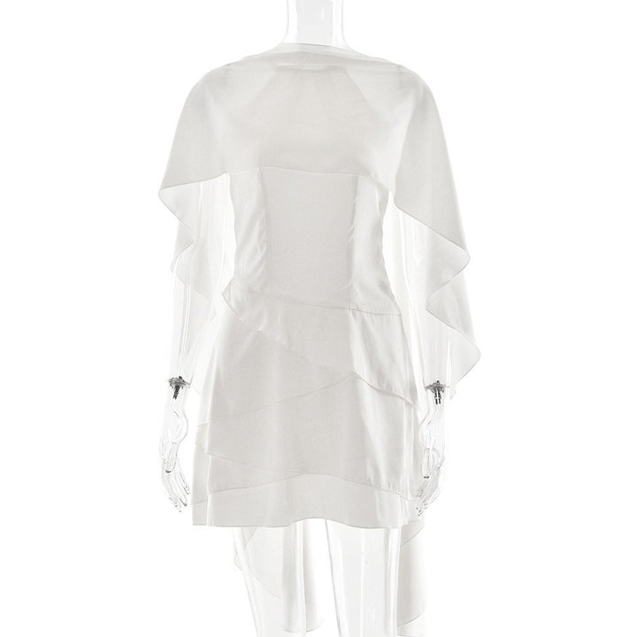 Kvinder Elegant Mini Kjole med Drapering og Kapdetail Stilla