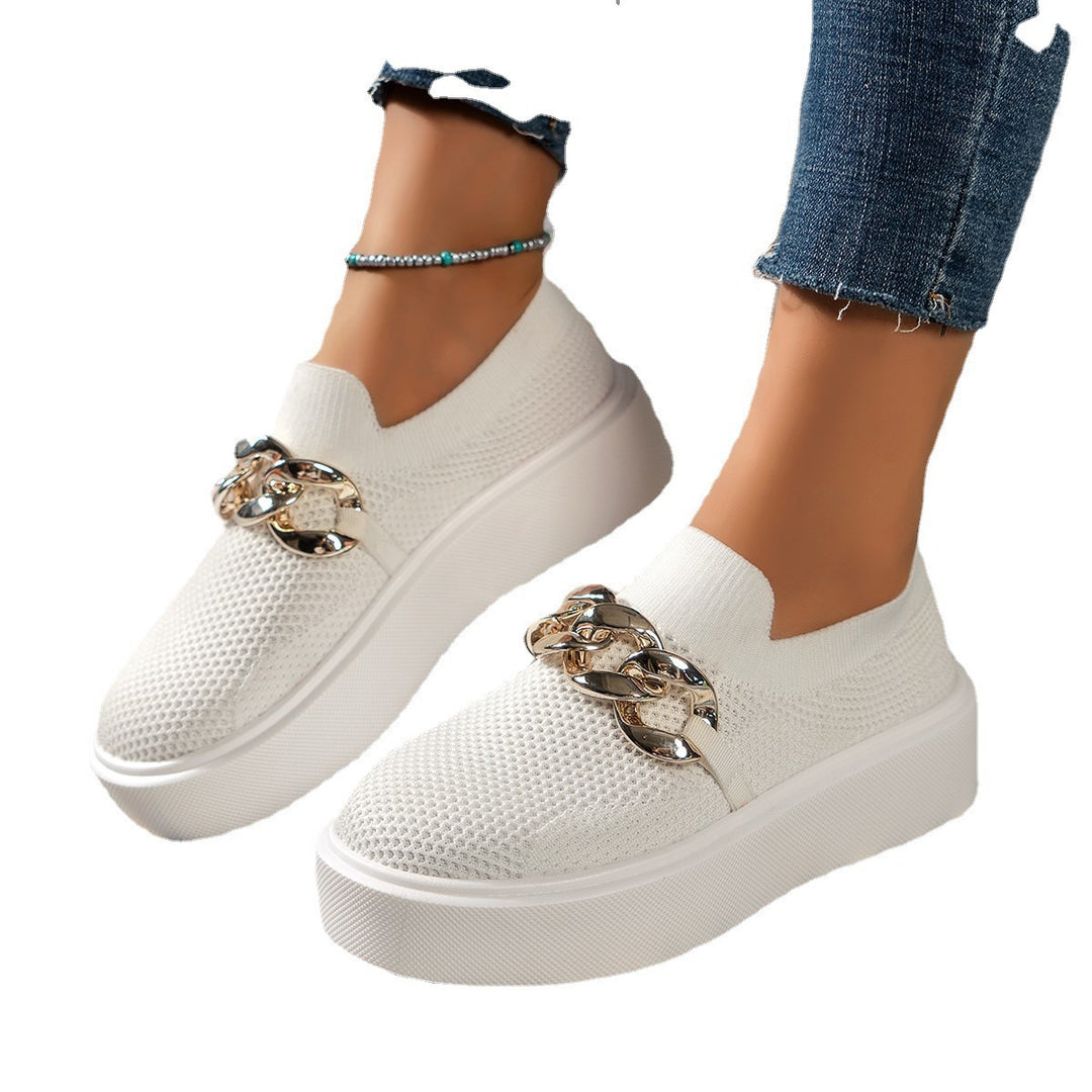 Dame Sporty Slip-On Sneakers med moderigtig kædeudsmykning Stilla