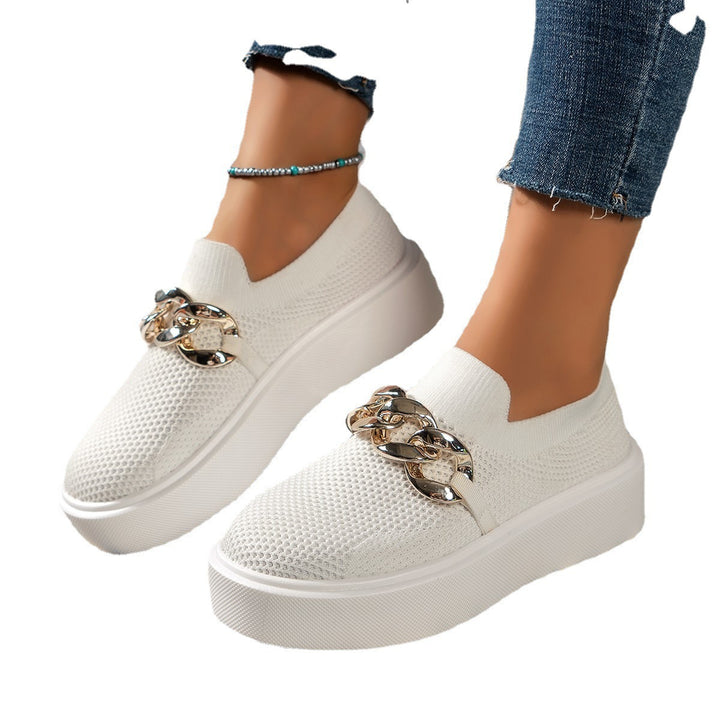 Dame Sporty Slip-On Sneakers med moderigtig kædeudsmykning Stilla
