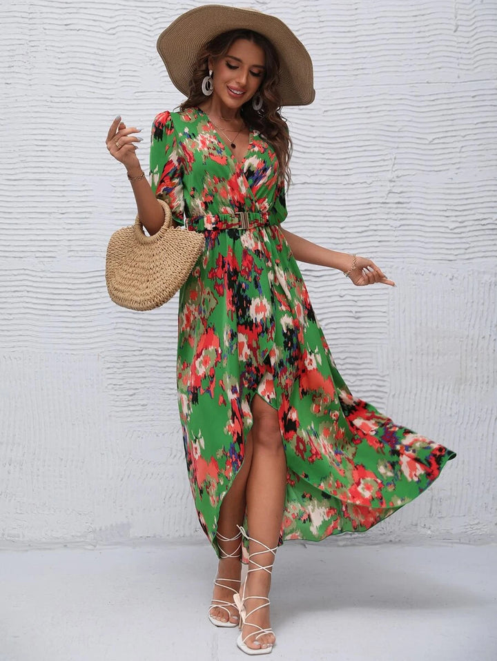 Kvinder Bohemian Floral Maxi Kjole med Sideslids Stilla
