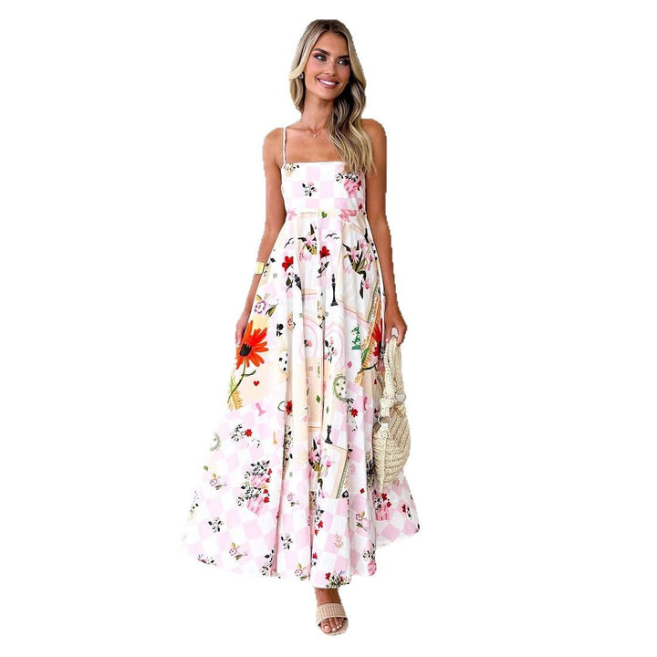 Kvinders maxi kjole med elegante stropper og blomstrede accenter Stilla