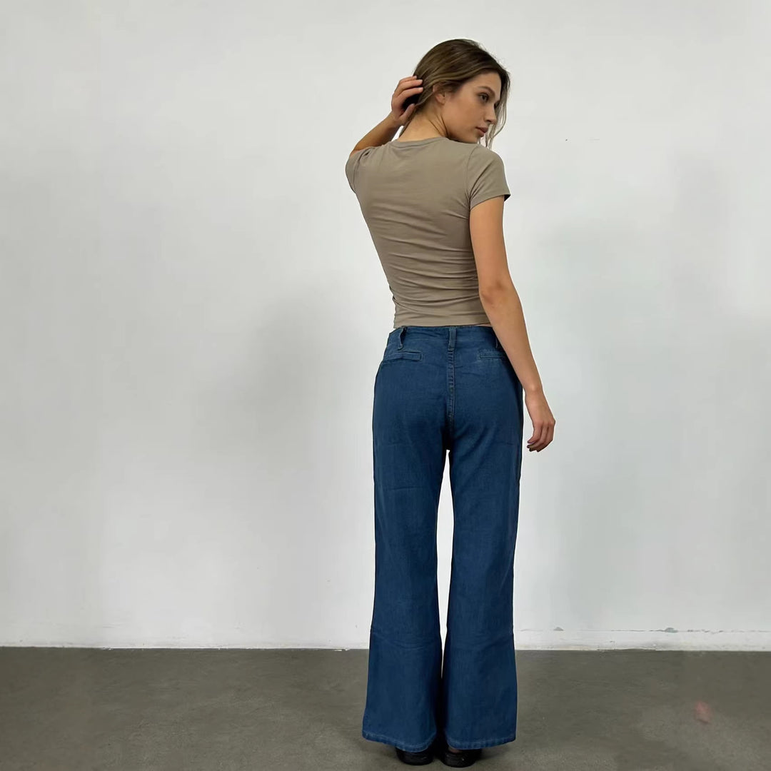 Dame Bootcut-jeans med høj talje og knaplukning Skovae