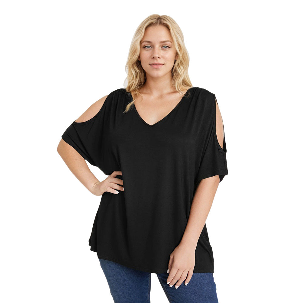 Dame Oversized T-Shirt med skulderudskæringer Skovae