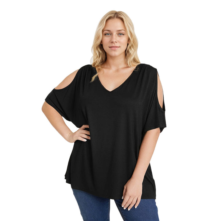 Dame Oversized T-Shirt med skulderudskæringer Skovae