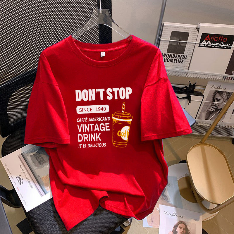 Dame T-shirt med vintage café motiv Stilla