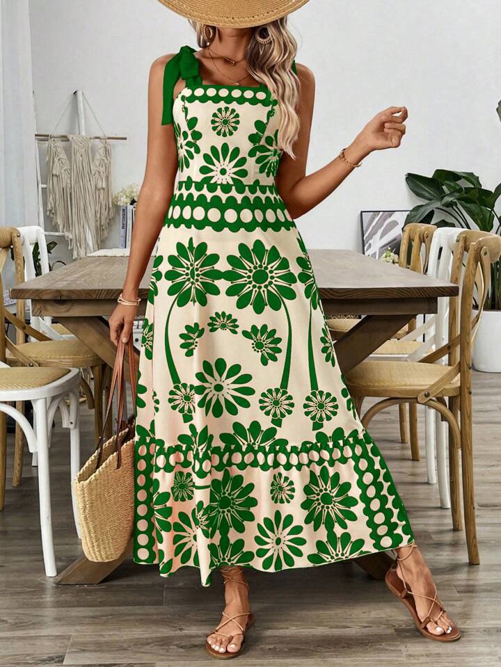 Dame Blomster Maxi Kjole Stilla
