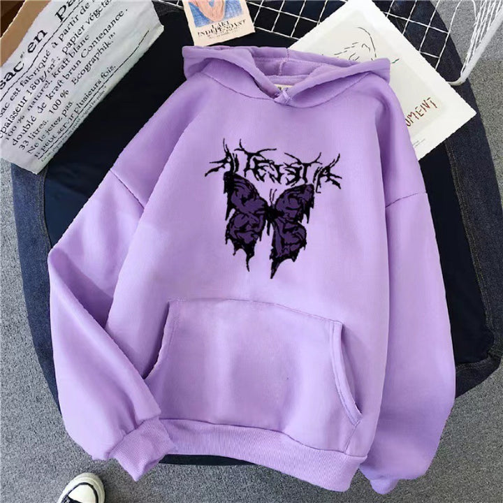 Kvinder's Hoodie med Kunstnerisk Sommerfugl Design Skovae