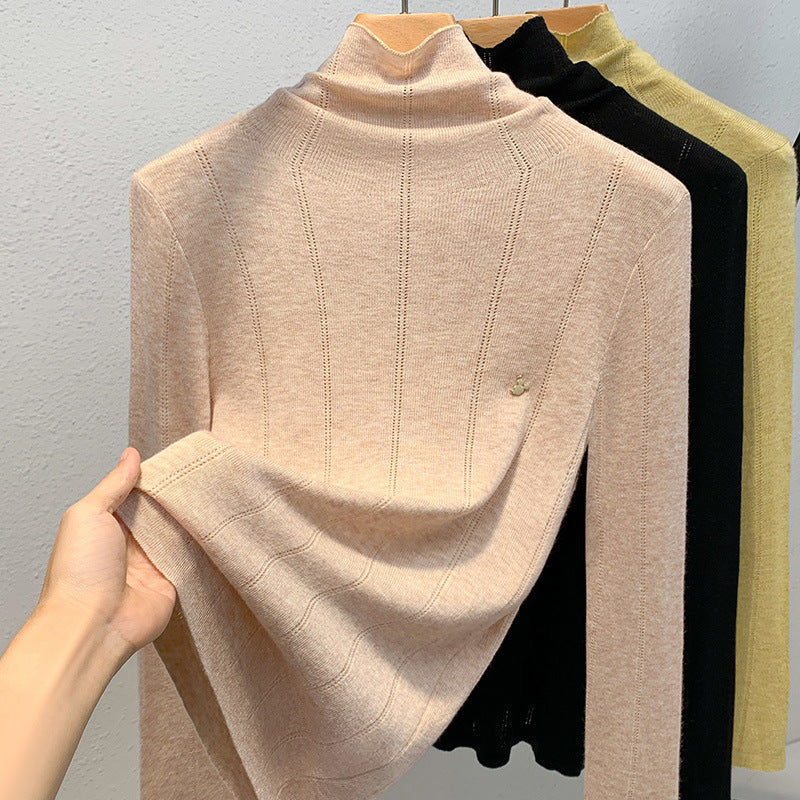 Dame rullekrave sweater i fint stof med elegant ribstruktur Stilla