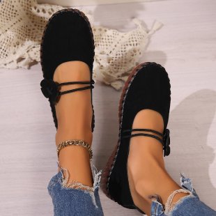 Dame Behagelige Ballerinas med pyntknap og elastisk rem Stilla
