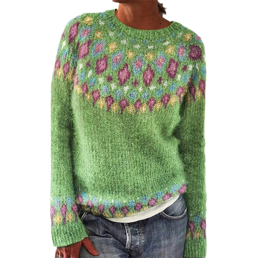 Kvindernes strikkede sweater med levende mønster og behagelig pasform Stilla
