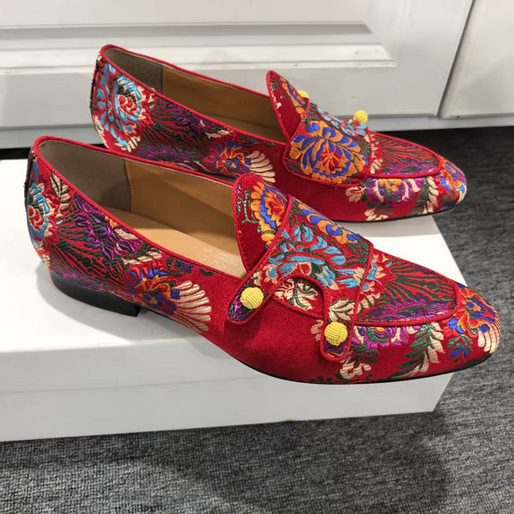 Femme Ornate Floral Broderet Slip-On Loafers Stilla