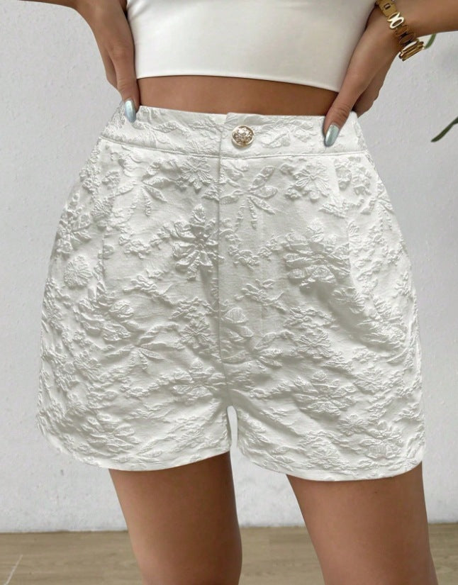 Dame Mode Shorts med blomsterbroderi Skovae