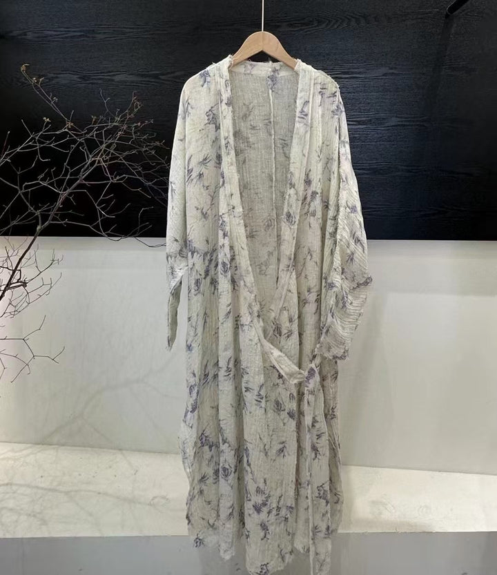 Femme Stilfuldt Floral Print Kimono Kjole Stilla